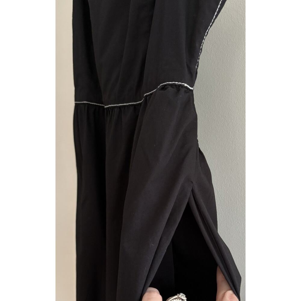 Zara Black Cotton Poplin Midi Dress Cut Out Tie Back Pockets Strappy Sundress S - Picture 9 of 14